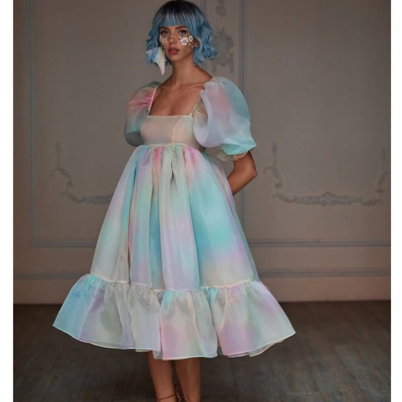 Selkie The Rainbow French Puff Midi Dress - Picture 5 of 12